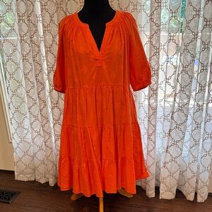 Crown & Ivy Vibrant Orange Midi Dress